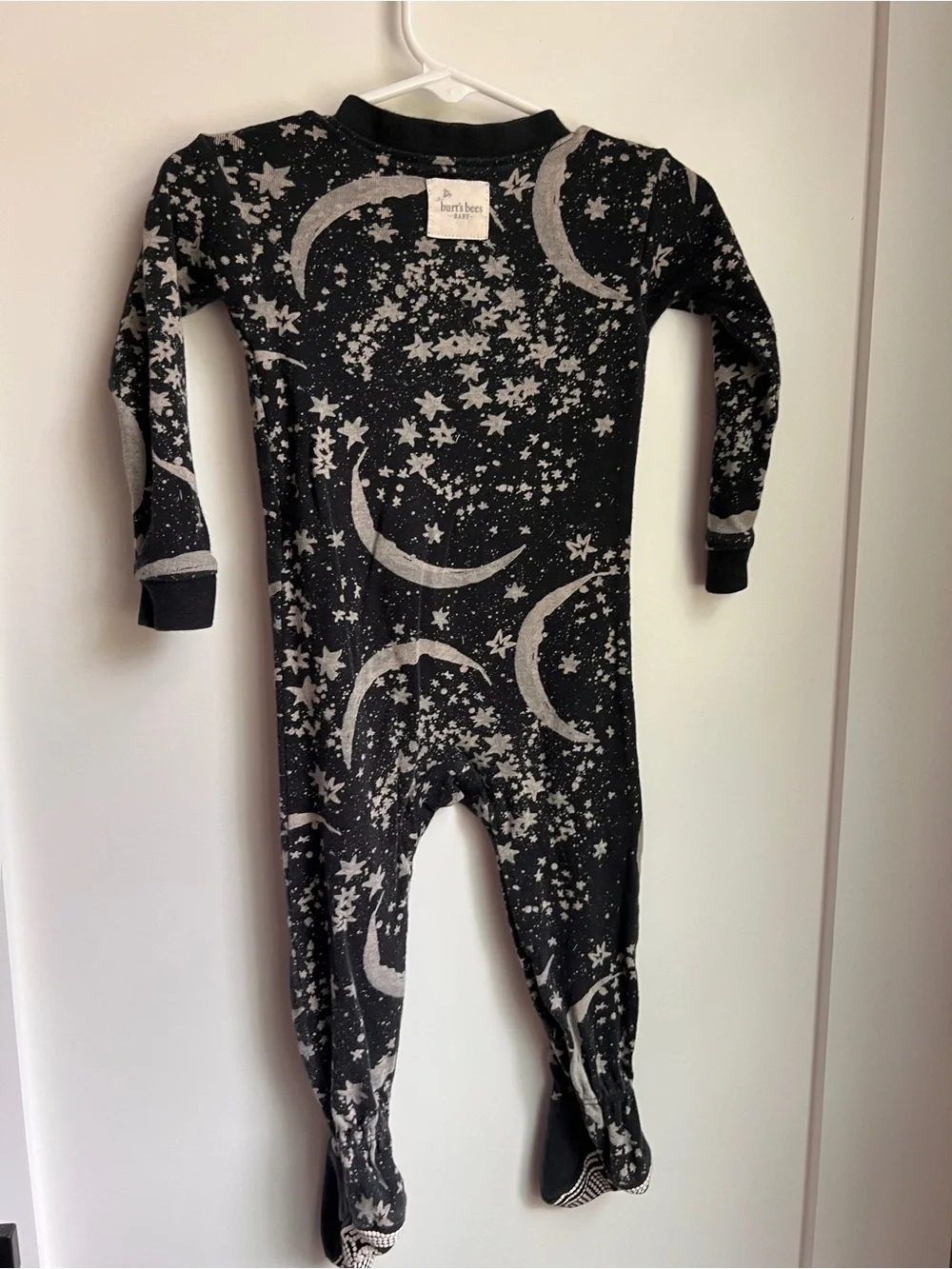 Burt’s Bees Baby 12M Moon & Stars Organic Zip Footed Sleeper Pajamas